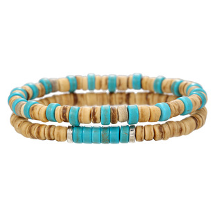 Old Vintage Coconut Shell Bracelet suit Light Luxury Student Internet Celebrity Jewelry Ethnic Style Trendy Adjustable Men's Bracelet
