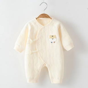Baby's One-Piece Cotton Warm Newborn Baby's Cotton Harper Newborn Monk Clothing Spring and Autumn Climbing Clothing Cute