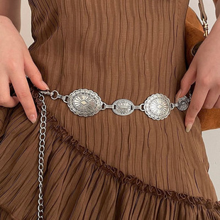 Bohemian Vintage silver Metal Butterfly Waist Chain Women's Niche High-end Belt Accessories Ethnic Style Dress