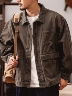 American Style Retro Design Sense Denim Jacket Men's Spring Fashionable Brand Heavy Washed Lapel Jacket Fashionable Ruffian Handsome Men