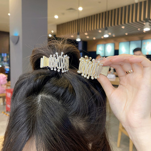 High Horsetail Fixed Hair Accessories Pearl Grab Clip Women's Full Diamond Half-height Horsetail Buckle Hair Clip Shark Clip Headwear