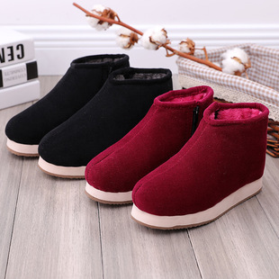 Traditional Handmade Cotton Shoes Men's and Women's Winter Home Warm Nest Shoes fleece-lined Thickened Non-slip Cloth Cotton Shoes for the Elderly