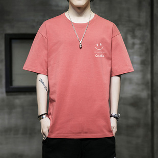 Cotton Short-Sleeved Men's Summer Trendy Brand Loose Round Neck Half-Sleeved 2025 New Men's Summer T-Shirt Clothes