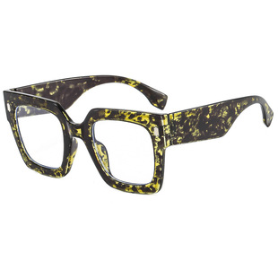 New Cross-border Anti-blue Glasses Trendy Personalized Flat Glasses Women's Plain Glasses ins Square Glasses