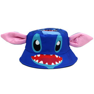 Foreign trade stitch children's fisherman hat cute cartoon printing big ears basin hat children sunshade hat
