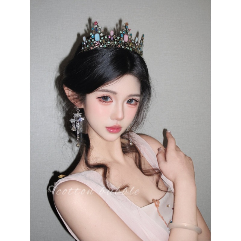 European and American Cross-Border Hot-Selling Seven-Color Diamond Birthday Crown Headpiece for Women, High-End Princess 18Th Birthday Dress Crown