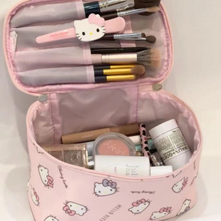 Hello Kitty Cute Printed Large Capacity Portable Cosmetic Bag Portable Toiletry Handbag Storage Bag