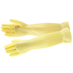 Lined Seven Fairies Latex Gloves Washing Dish Kitchen Rubber Thickened Household Cleaning Washing Clothes Beef Tendon Rubber Waterproof