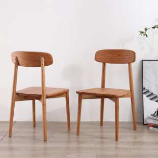 [Wally Chair] Обеденный стул Nordic Cherry Wood Современный Простой японский стол со спинкой из чистого массива дерева Обеденный стул