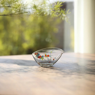 Handmade Sticker Persimmon Ruyi Heat Resistant Glass One Leaf Flat Boat Gay Cup Tea Sea Household Public Cup Tea Dispencer