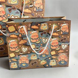 Ковбойское масло медвежонка подарочная сумка крафт-бумага утолщает большую емкость