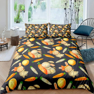 Cartoon rabbit carrot pattern quilt cover vegetable farm food painting theme home quilt cover cross-border factory direct sales