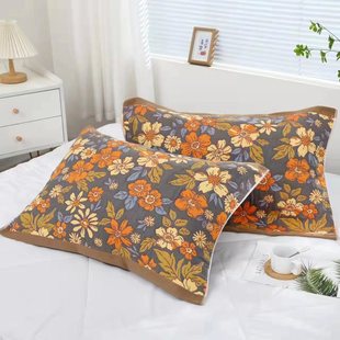 Internet Celebrant Six-Layer Cotton Colored Cotton Pillow Towel Soft Breathable Household Four Seasons Gauze Pillow Towel Adult Cartoon Jacquard Pillow Towel