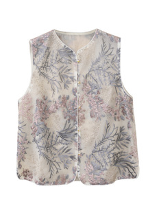 Real Shot of New Chinese Style Spring National Style Improved Jacquard Embroider V Neck Buttoned Top Ethnic Style Retro Outer Vest