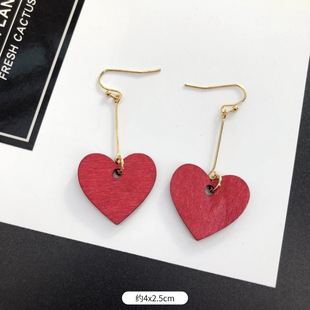 Korean Retro Versatile Distinctive Geometric Wood Earrings Light Luxury Simple Women's Fashion Long Tassel Elegant Ear Jewelry