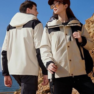 Winter Outdoor Couple fleece-lined Charge Clothes Custom Printed Logo Long Sleeve Jacket Fashionable Three-in-One Winter Jacket