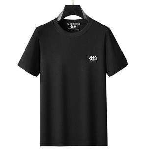 JEEP/Jeep New Embroidered Short-sleeved T-shirt Men's plus size Cotton Casual Loose Summer Men's 8027