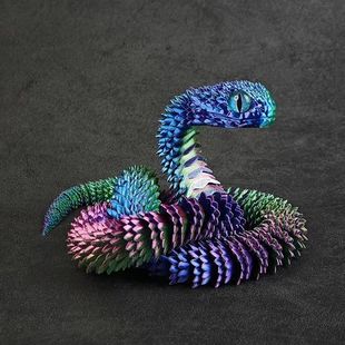 Wholesale 3d printing snake new viper ornaments joint movable three-dimensional animal luminous model children's toy stall