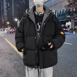 Men's cotton winter coat men's cotton suit men's cotton coat men's handsome hooded fake two thick cotton jacket winter men's cotton suit