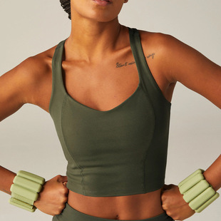 New Sports Vest Women's Sexy Beautiful Back Fitness Top with Chest Pad Breathable Navel Shockproof Yoga Running Outer Wear