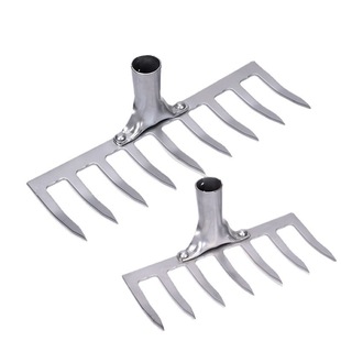 Agricultural Tools Lawn Rake Thickened White 7 Teeth 9 Teeth Nail Rake Loosen Soil 7 Teeth 9 Feet Grass Rake Gardening Iron Rake