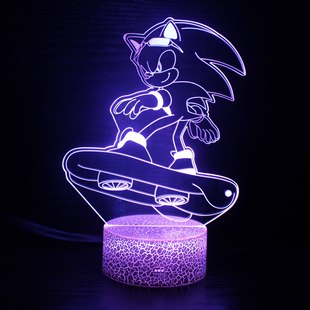 Трансграничный специальный мультяшный аудио мальчик серия Sonic креативная 3D лампа светодиодный ночник прикроватная визуальная настольная лампа