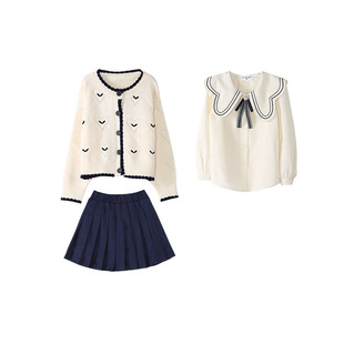 Girls' JK suit Spring and Autumn 2023 new children's college style autumn clothes girls' pleated skirt three-piece suit Western style