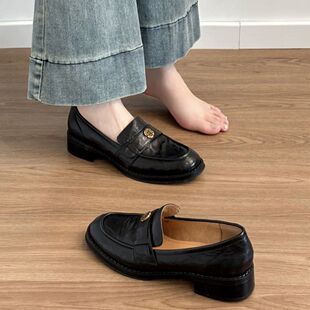 Mori and Carpenter Sheepskin Camellia Soft Bottom fleece-lined Loafers Women's 2024 New Fall/Winter Flat Heel Shoes Small Leather Shoes