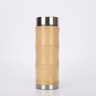 Cross-border new double-layer stainless steel intelligent car bamboo shell cup bamboo straight cup insulation cup bamboo cup creative