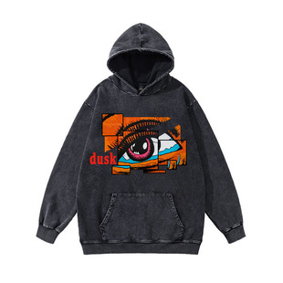 Women's coat washed Distressed sweater solid color sweatshirt Gothic hoodie women's couple