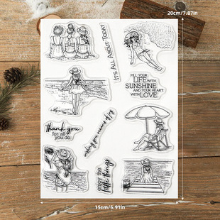 Cross-border generation Yixuan independent designer brand hand account decoration summer seaside girl transparent silicone seal