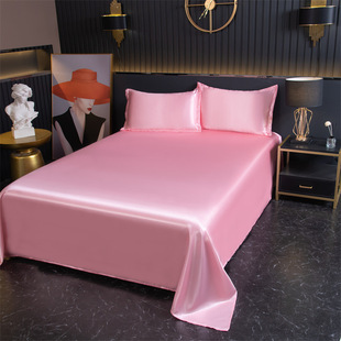 2024 new ice silk summer solid color bed sheet cool soft dormitory double sheets-solid color ice silk bed sheet