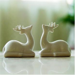 Large sales of ceramic deer crafts decoration Christmas white porcelain deer crafts 5878 ceramic crafts white porcelain