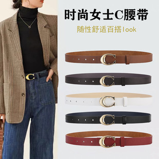 New Korean-style Ins Style Young Student C- buckle Double-sided Women's Belt Fashionable Slim-fit Decorative All-match Women's Thin Belt