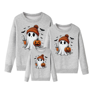 Trick or treat autumn and winter new Halloween halloween fleece-lined sweater parent-child European and American style