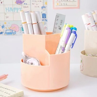 Simple Makeup Brush Storage Bucket Small Fresh Style Dormitory Desktop Finishing Box Large Capacity Pen Containers for Women Ins Fashionable Cute