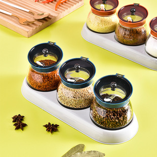 Factory Wholesale Kitchen Glass Seasoning Jar Set Transparent Seasoning Box Oil Salt Jar Seasoning Jar