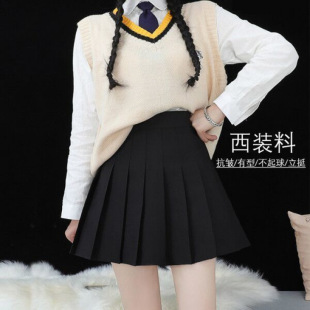 Short Skirt Pleated Skirt Spring and Summer High Waist 2024 New Black Skirt Summer Large Size A-Line Slim Plaid Skirt for Women