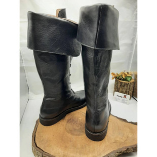 2024 Amazon Independent Station Cross-border Foreign Trade New Medieval Renaissance Officer plus size Lace-up Men's Boots
