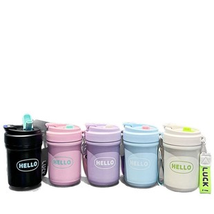 Double Drink Stainless Steel Coffee Thermos Cup 316 Straw with Tea Warehouse Household Water Cup High Color Value Portable Student Cup
