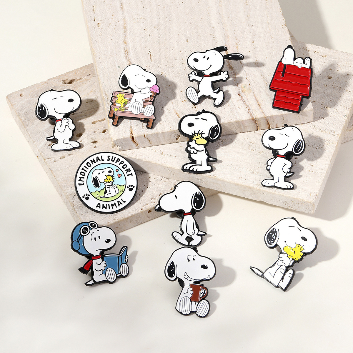 Happy Cartoon White Puppy Brooch Ins-Style Metal Cute Japanese Enamel Bag Accessory Badge Wholesale