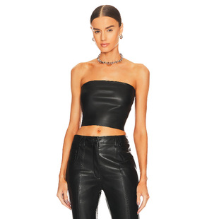 Cross-border European and American Women's Elegant Sexy Vest Women's Patent Leather Wrapped Chest Spice Girls Ins Strapless Women Amazon Foreign Trade