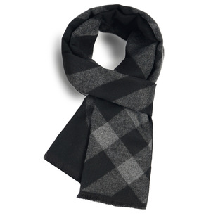 Autumn and Winter New Wool Blended Men's Scarf Warm and Versatile Business Simple Plaid Men's Manufacturer Wholesale Customization
