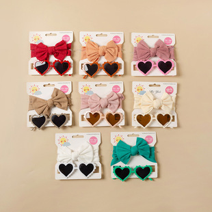 Children's Pit Strip Headband Glasses Set Baby Boys and Girls Love Sunglasses Sunglasses Headband Two-piece Set