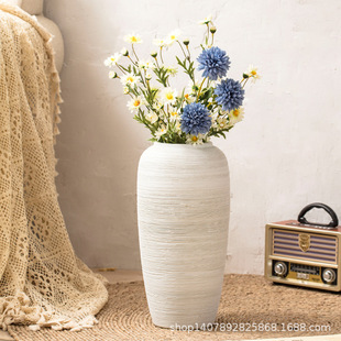 Jingdezhen Ceramic Vase Modern Minimalist Living Room Floor Decoration Nordic White Pottery Jar Simulation Dried Flower Decoration