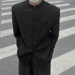New Chinese-style Chinese Tunic Suit with Buckle and Buckle Suit High-grade Feeling Handsome Collar Suit Jacket Men's Casual Loose Chinese-style Small Suit