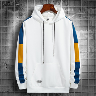 Trendy Brand Sweatshirt Men's Contrast Color Round Neck Spring and Autumn Men's Korean Style Slim-fit Youth Casual All-match Distinctive Top Jacket