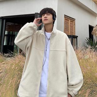 Perth people's grain velvet coat youth handsome cardigan sweater jacket men's 24 autumn new couple stand collar jacket