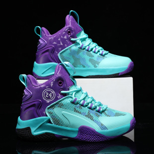 New children's sports running basketball shoes breathable boys' shoes foreign trade plus size popular medium and large children's flying woven mesh shoes