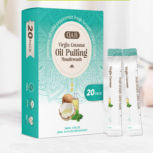Logo Printed Coconut Oil Mouthwash Oil Gum Care Fresh Breath Antibacterial Portable Strip Mouthwash Customized